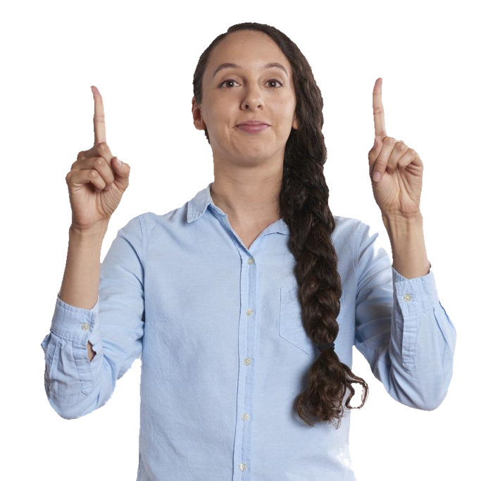 woman pointing up woman pointing up